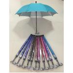 ร่มไม้เท้า24นิ้ว ออโต้เปิด ผ้าUV ด้ามไม้เท้าสีดำ โครงโลหะ ปลอกPVC คละสี