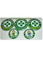 ตัวอย่างเข็มกลัด Safety OFfficer, Safety Committee, Safety First พิมพ์โลโก้บริษัท