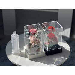 ดอกกุหลาบอมตะ 3 ดอก พร้อมกล่องอะคริลิค มีให้เลือก 2 สี แดง/ชมพูพาสเทล