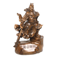 กวนอู เรซิ่น สีไม้เข้ม ปางห้ามศึก 關羽