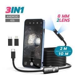 กล้องงู 2 เลนส์ Full HD 3IN1 Micro USB-TypeC-Lightning 8 มิลลิเมตร