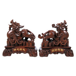 【สินค้าใหม่】 ปี่เซียะ คู่ [เรซิ่น สีไม้เข้ม]