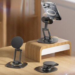ขาตั้งโทรศัพท์แม่เหล็ก รุ่น 3 พับ สีดำ