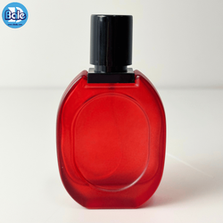 jpf041 30ml. ขวดแก้วสเปรย์ทรงแบน สีแดง, ส้ม, น้ำเงิน