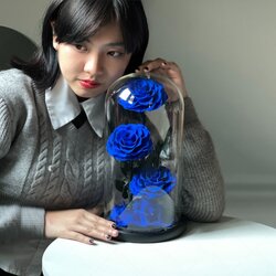 กุหลาบสดในโหลแก้ว รุ่น Extra 3 ดอก มีให้เลือก 4 สี ขาว/แดง/น้ำเงิน/ชมพู