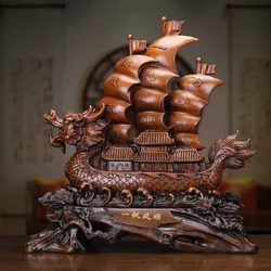 เรือมังกร เรซิ่น สีไม้ สูง 15 นิ้ว