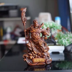 เทพเจ้ากวนอูบัญชาการ เรซิ่น สีไม้ (สูง 10 นิ้ว)