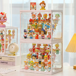 ชั้นวางโมเดล กล่องเหลี่ยม ขอบขาว พร้อมไฟ