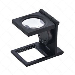 แว่นขยายจิ๋วแบบตั้งโต๊ะ 10X พับได้ พร้อมไฟ LED