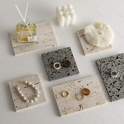 พร็อพแผ่นหินตัด Travertine พร็อพถ่ายรูป Stone Display Prop มี 2 สี 2 ขนาดให้เลือก