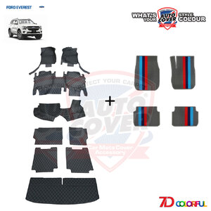 พรมรถยนต์ 7D Colorful รถ FORD EVEREST NEXTGEN ปี 2022-2025 พรมปูพื้นรถยนต์ชุดเต็มคัน จำนวน 9+ ดักฝุ่น 4 ชิ้น