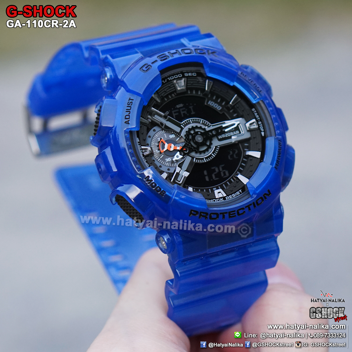 นาฬิกา Casio G-Shock GA-110CR เจลลี่ใส CORAL REEF series รุ่น GA-110CR-2A (เจลลี่สีน้ำทะเล) ของแท้ รับประกัน1ปี