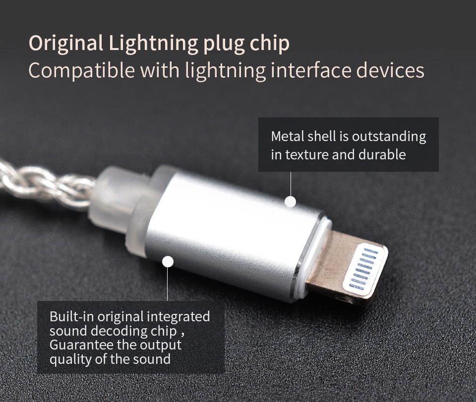 ขาย สาย KZ Lightning สายหูฟังชุบเงินถัก 100 แกน รองรับ MFI แท้