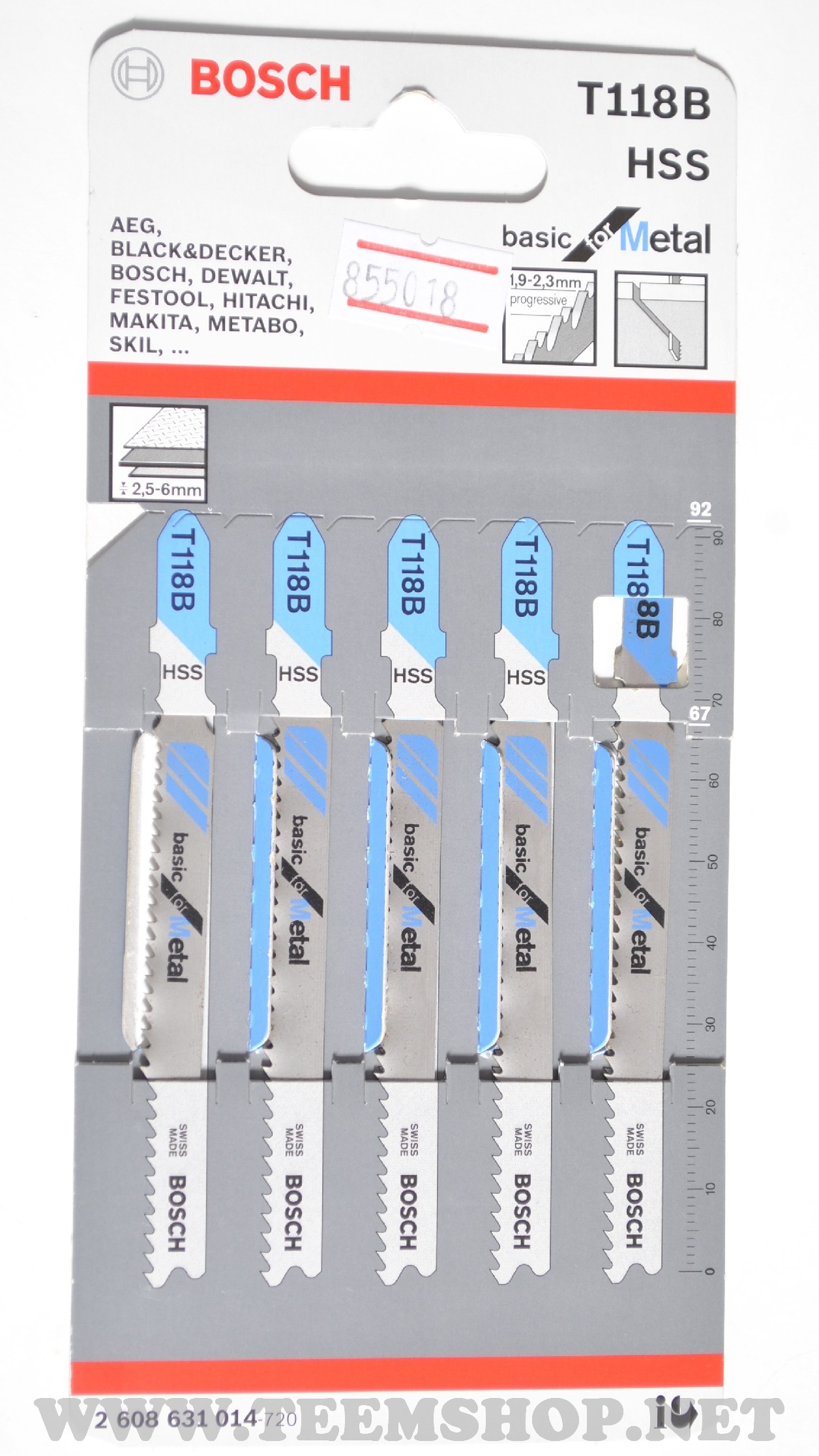 2608631014 BOSCH ใบเลื่อยจิ๊กซอว์ T118B 5pcs./pack