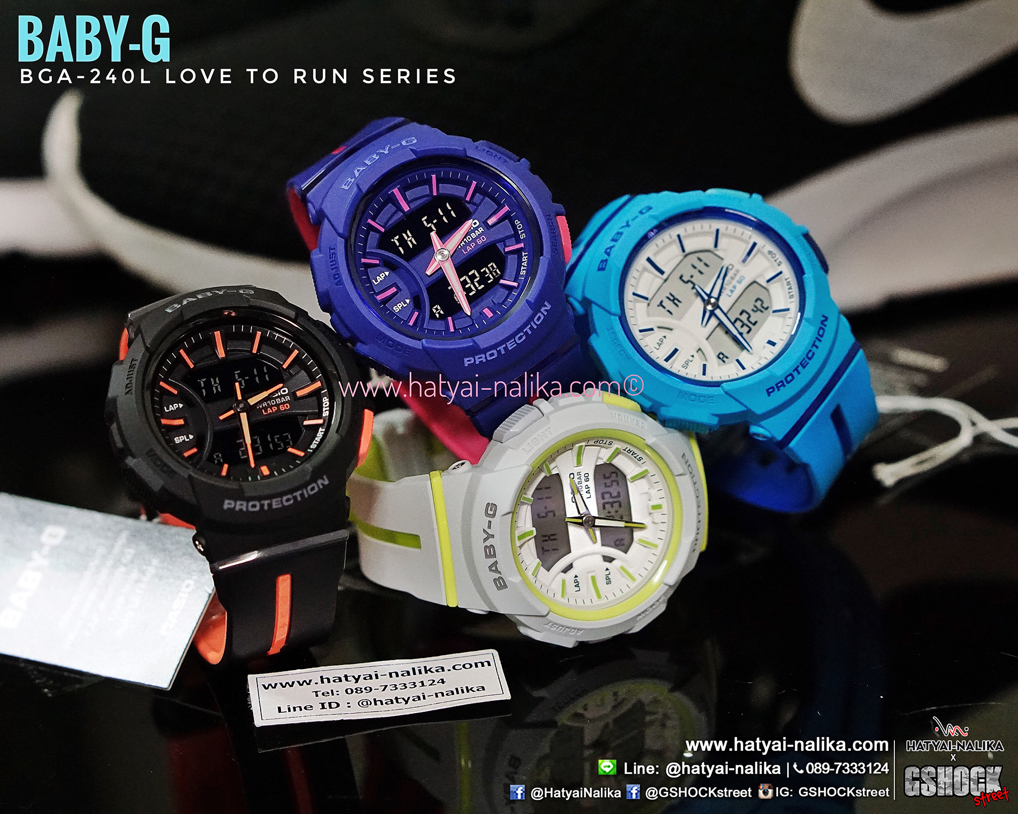 นาฬิกา Casio Baby-G for Running BGA-240L Love to Run series รุ่น BGA-240L-2A2 ของแท้ รับประกัน1ปี