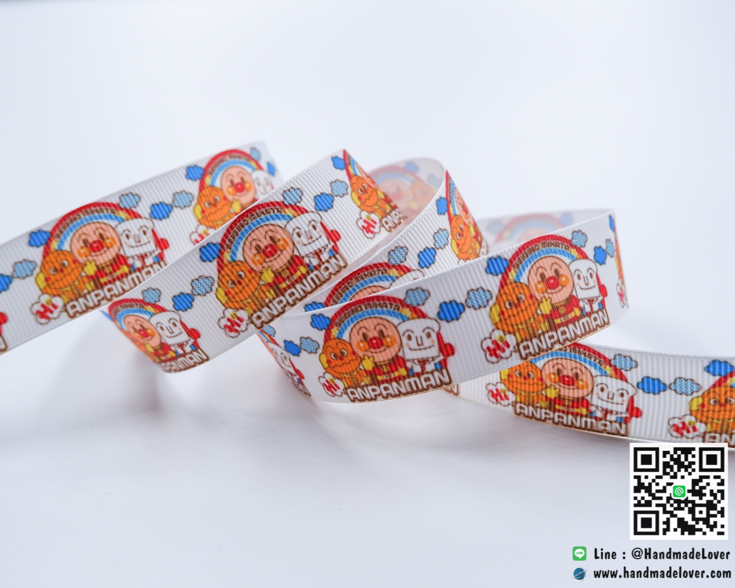ริบบิ้นผ้า กรอสเกรน พิมพิ์ลายการ์ตูน Anpanman ขนาด 22 มิล