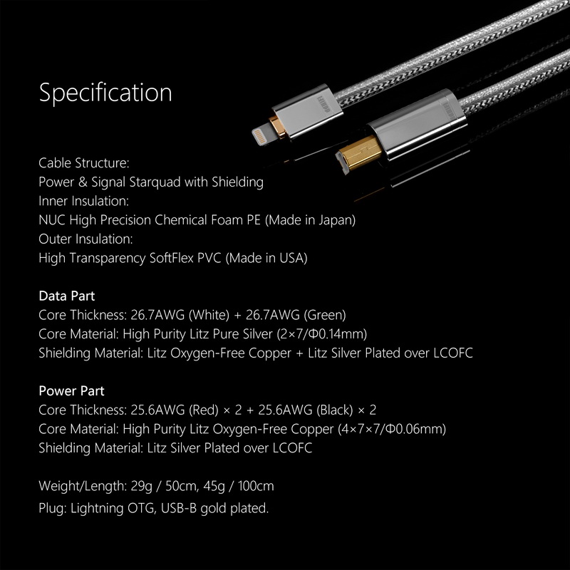 DD TC09BL สายแปลง Lightning เป็น USB TypeB สำหรับเครื่องเสียง