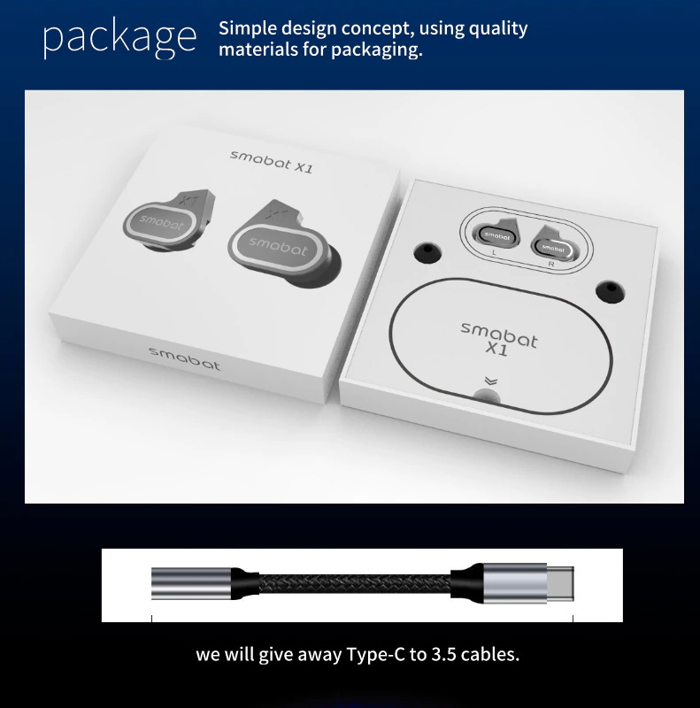 ขาย SMABAT X1 หูฟัง IEMs 2 ไดรเวอร์ 2DD จูนเสียงได้สองแบบ ประกันศูนย์ไทย