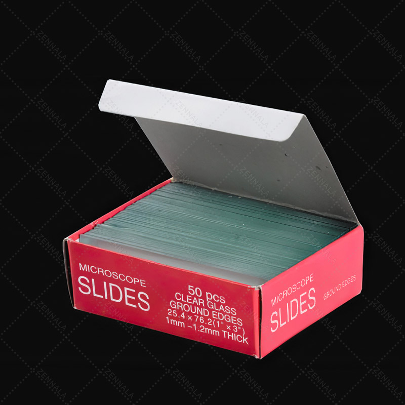 กระจกสไลด์ หนา 1 mm สี่เหลี่ยมผืนผ้า 1 กล่อง 50 แผ่น