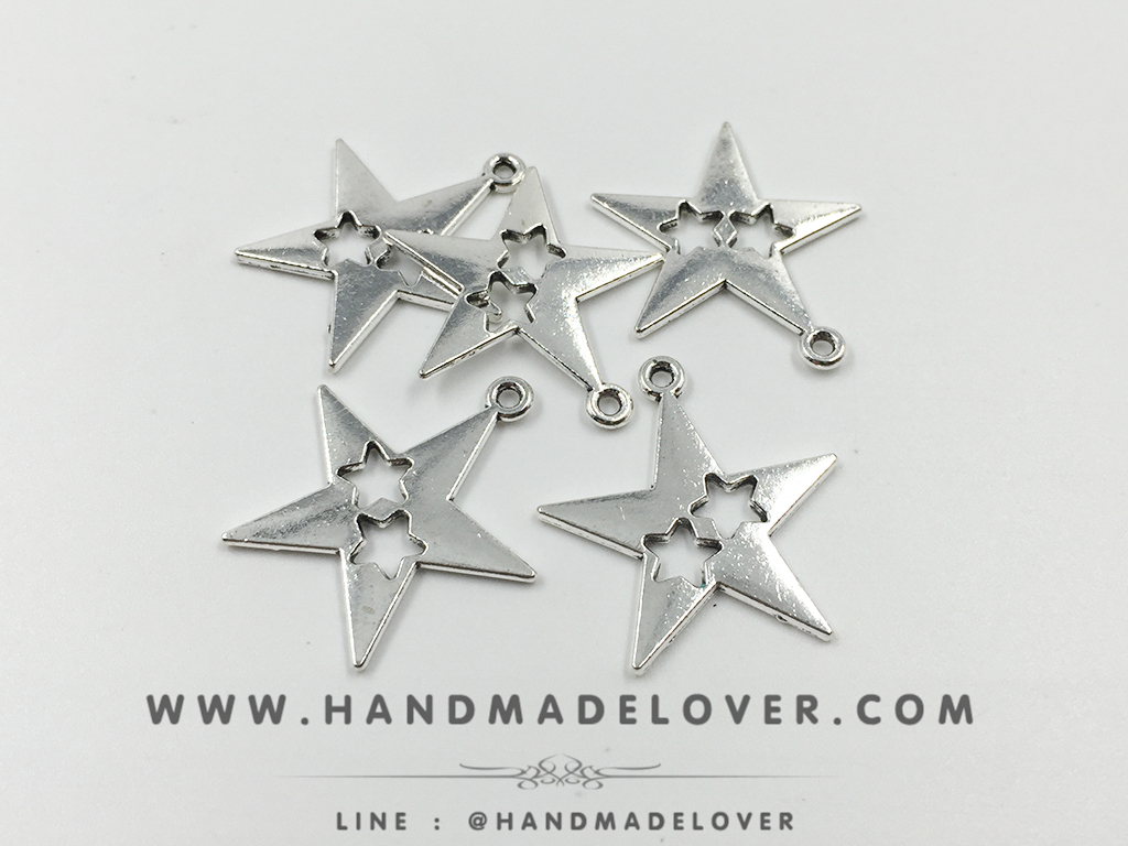 จี้โลหะ สีเงิน สไตล์วินเทจ รูปดาว