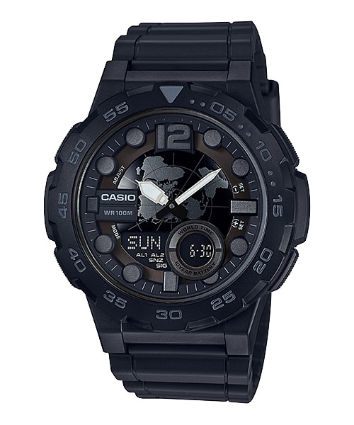 นาฬิกา Casio 10 YEAR BATTERY รุ่น AEQ-100W-1BV (ฺBlack Out) ของแท้ รับประกัน 1 ปี