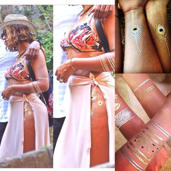 Flash Tattoo , Gold foil metallic tattoos  สติ๊กเกอร์แทททู สีเงิน สีทอง สีทองแดง สีเมทัลลิค
