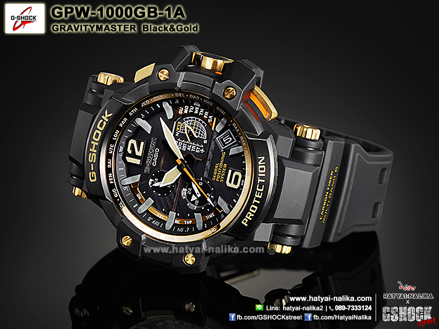 นาฬิกา Casio G-SHOCK นักบิน GRAVITYMASTER GPS Hybrid Wave Captor Black & Gold series รุ่น GPW-1000GB-1A ของแท้ รับประกัน1ปี (CMG)