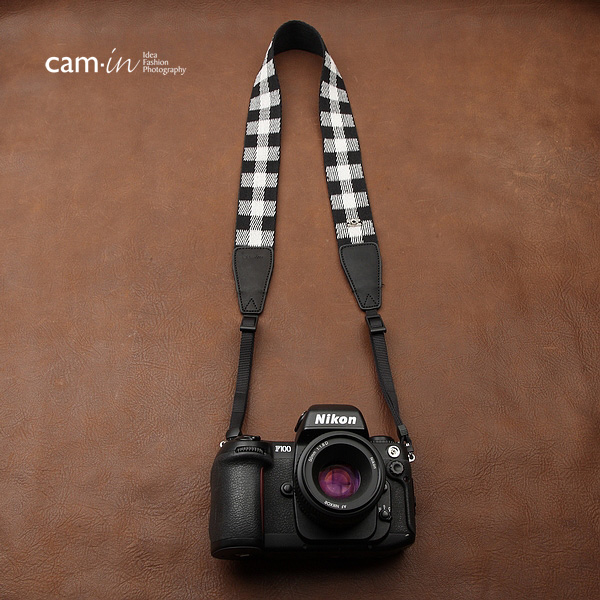 สายคล้องกล้องสวยๆ ลายสก๊อตสีขาวดำ cam-in Scott Black and White