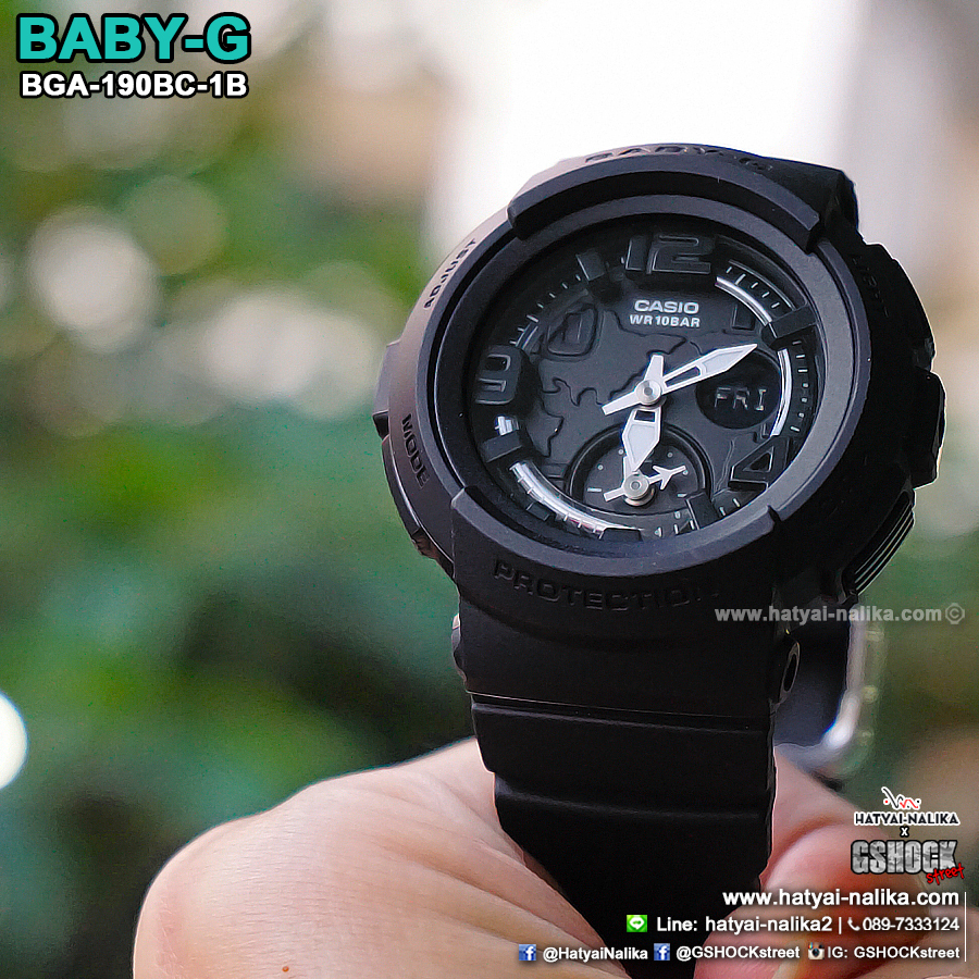 นาฬิกา Casio Baby-G Beach Traveler Pastel Bold Color series รุ่น BGA-190BC-1B (สีดำล้วน) ของแท้ รับประกัน1ปี