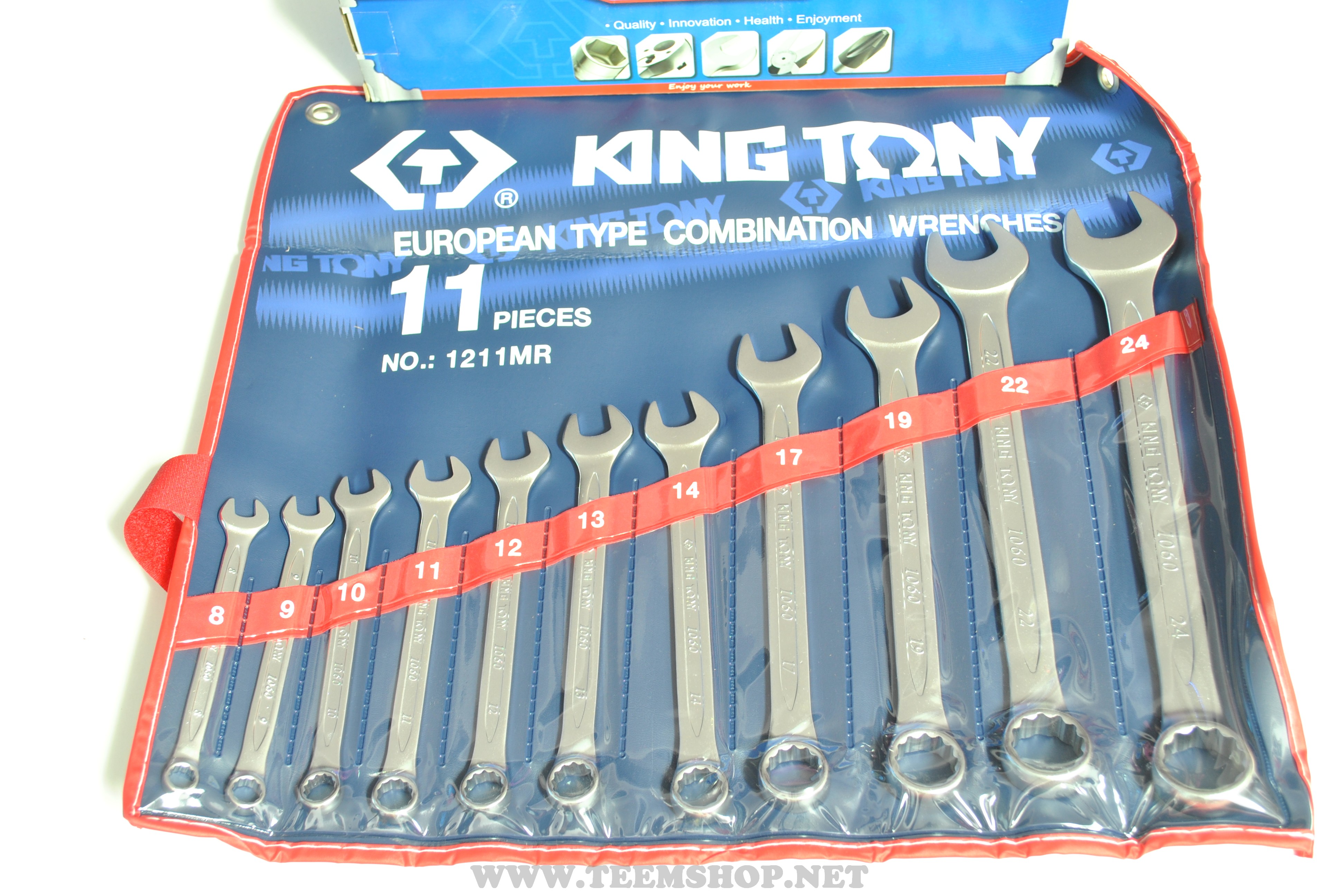KINGTONY ประแจแหวนข้างปากตาย ชุด 11 ตัว 8-24mm. NO.1211MR Made in Taiwan