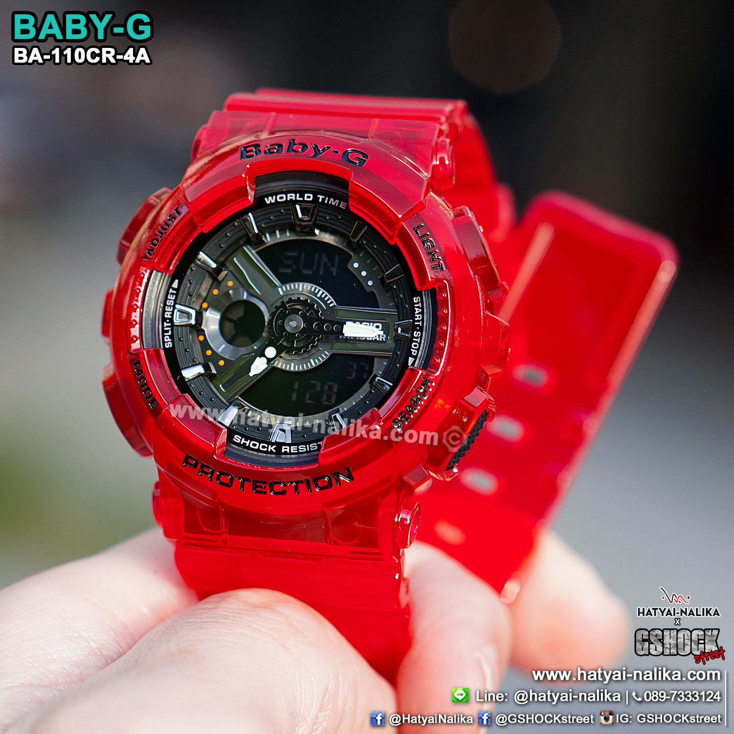 นาฬิกา Casio Baby-G BA-110CR เจลลี่ใส CORAL REEF series รุ่น BA-110CR-4A (เจลลี่แดงทับทิม) ของแท้ รับประกัน1ปี