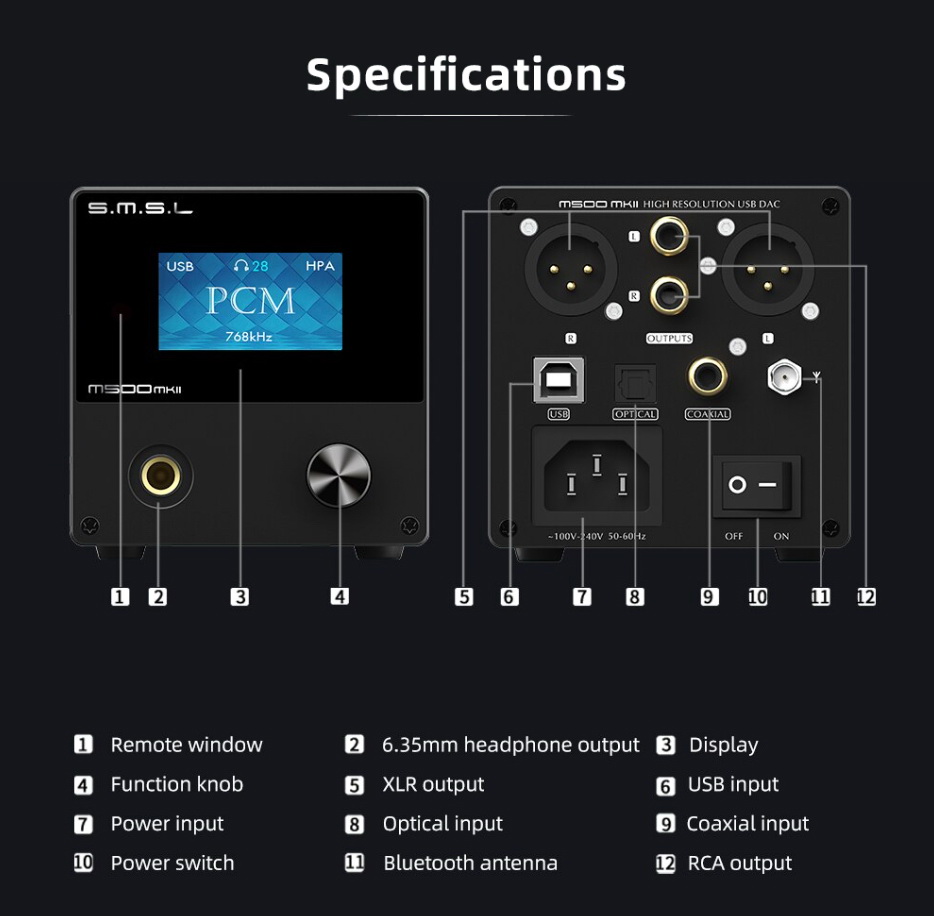 SMSL M500 MKii Bluetooth DAC& แบบตั้งโต๊ะ รองรับ MQA ประกันศูนย์ไทย