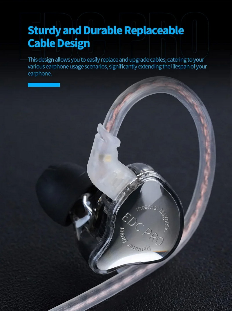 KZ EDC Pro หูฟัง IEMs ไดรเวอร์ Dynamic เบสทรงพลัง เส้นโค้งเสียงที่น่าทึ่ง ประกันศูนย์ไทย