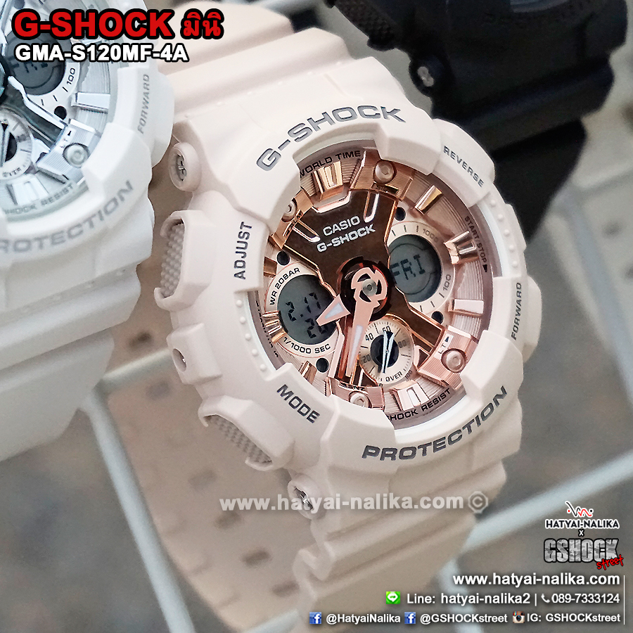 นาฬิกา คาสิโอ Casio G-Shock มินิ S-Series Metal Face series รุ่น GMA-S120MF-4A (สีชมพูไข่ไก่) ของแท้ รับประกัน1ปี