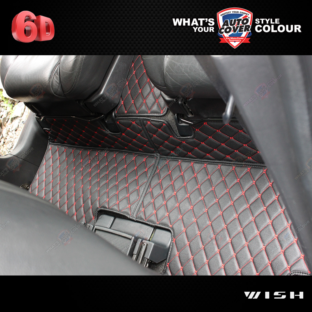 พรมปูพื้นรถยนต์ 6D รถ TOYOTA WISH โตโยต้า วิช พรมรถยนต์ รวมแผ่นท้ายและหลังพนักพิง จำนวน 7 ชิ้น