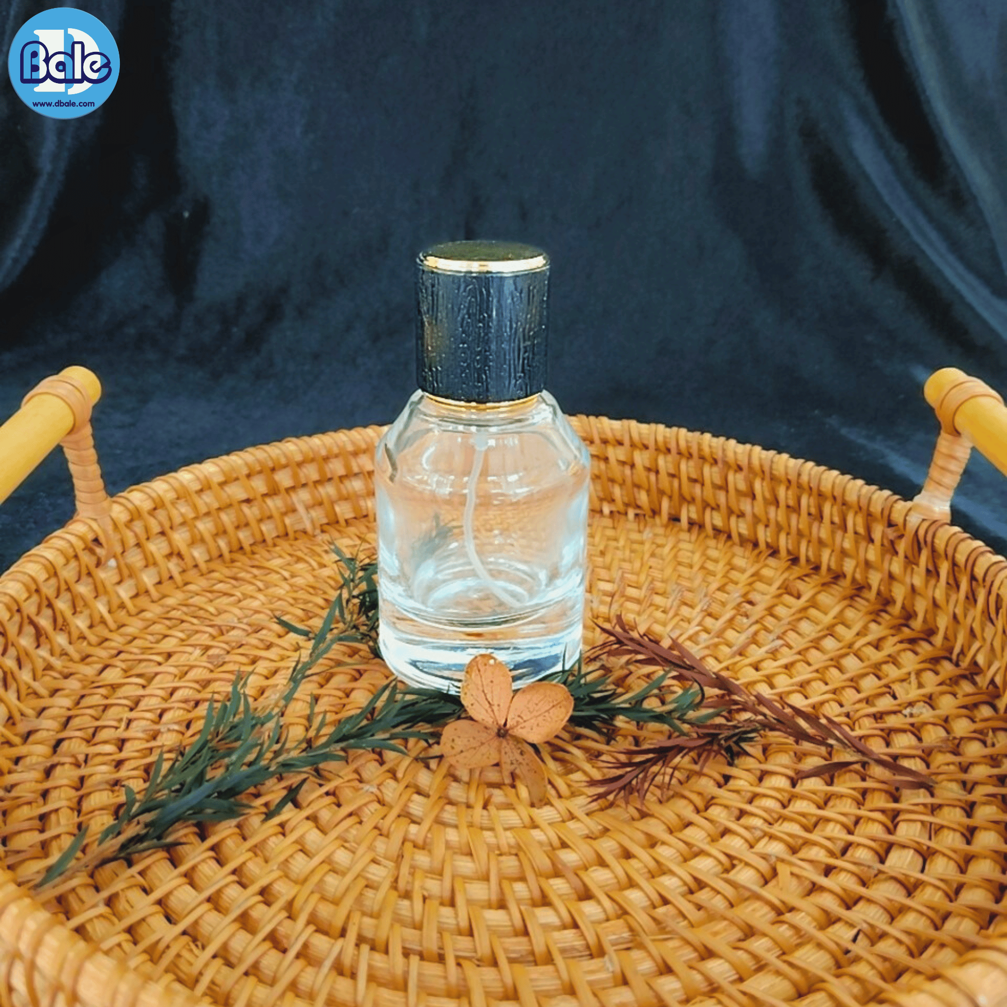 jpf272 30ml. ขวดน้ำหอม สีขวดใสฝาดำคาดทอง