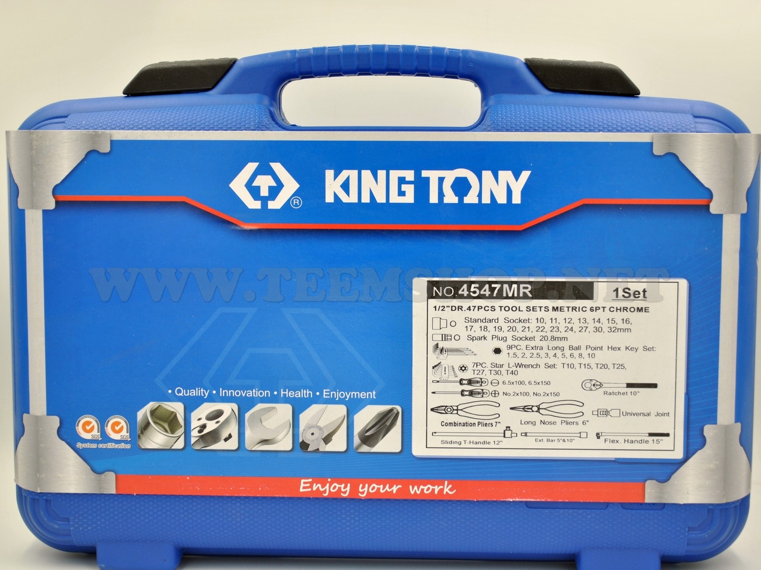 KINGTONY บล็อกชุด+เครื่องมือ รู 1/2" 6P 47 ตัวชุด NO.4547MR