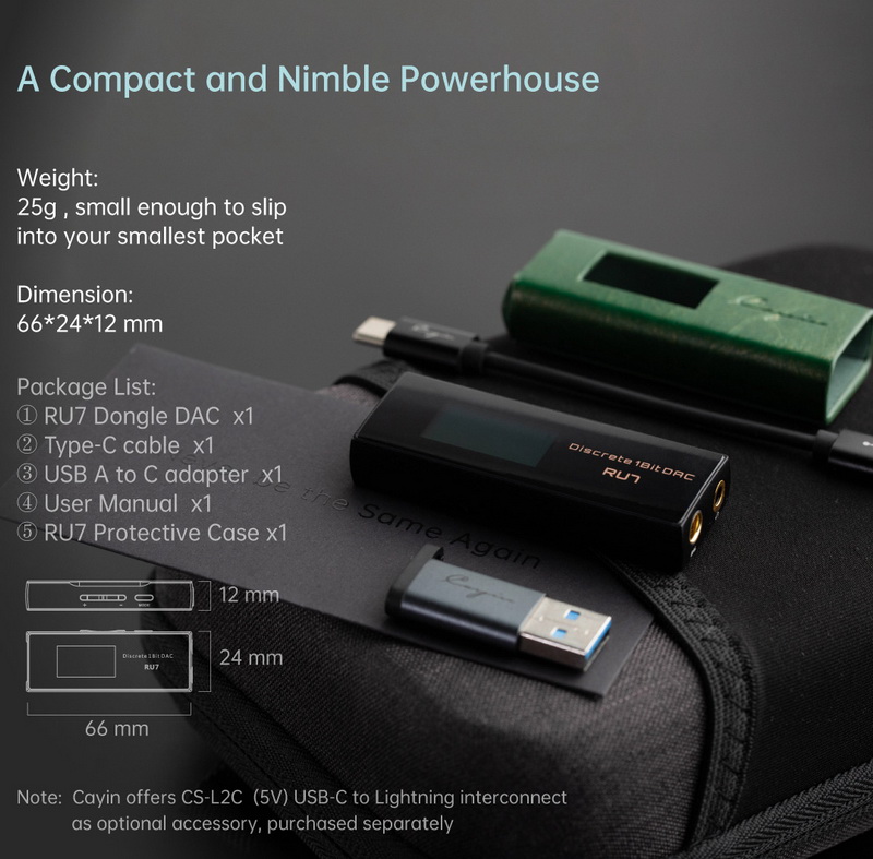 Cayin RU7 Dongle DAC 1 บิตแบบแยกส่วน เกณฑ์มาตรฐานใหม่สำหรับการพกพาแบบพิเศษ ประกันศูนย์ไทย