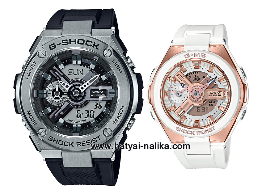 นาฬิกา Casio G-SHOCK x BABY-G คู่เหล็กSteel เซ็ตคู่รัก G-STEEL x G-MS series รุ่น GST-410-1A x MSG-400G-7A Pair set ของแท้ รับประกัน 1 ปี