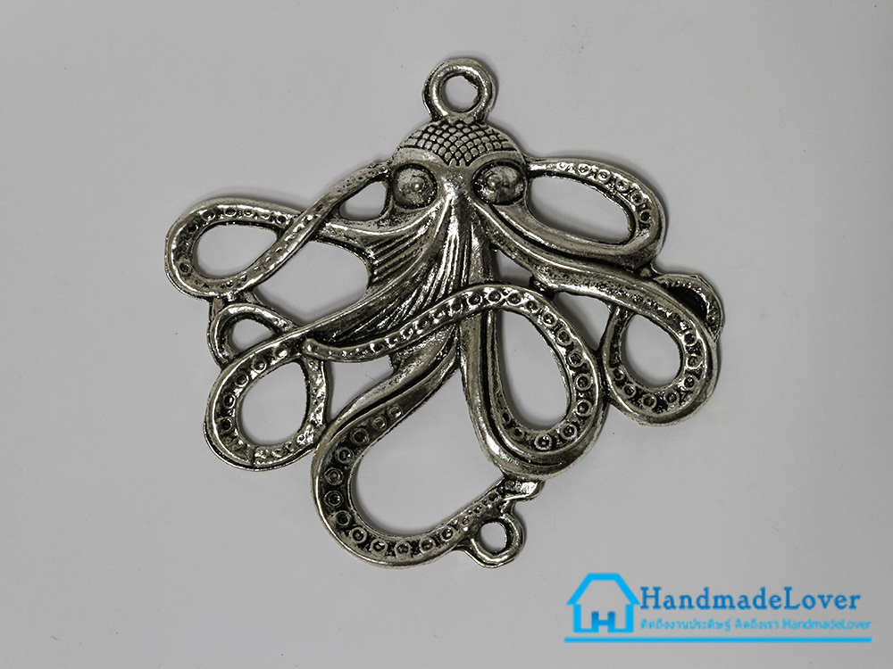 จี้โลหะ สีเงิน รูปปลาหมึก