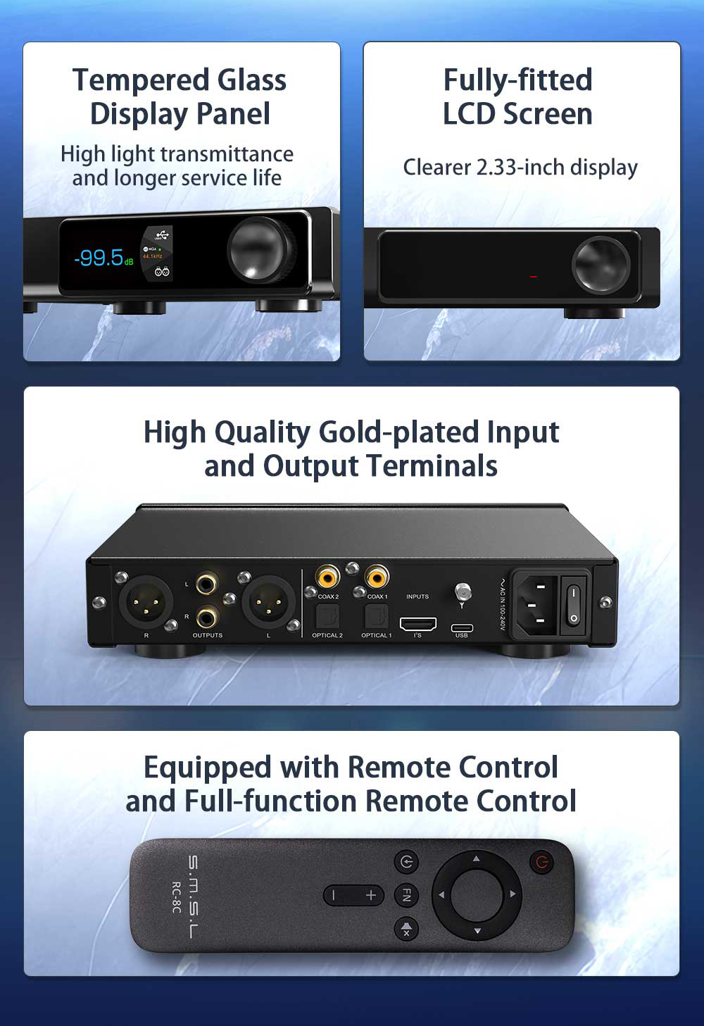 SMSL RAW-DAC1 ตัวถอดรหัสสัญญาณเสียง DAC ชิป AK4191+AK4499EX รองรับ MQA, LDAC ประกันศูนย์ไทย