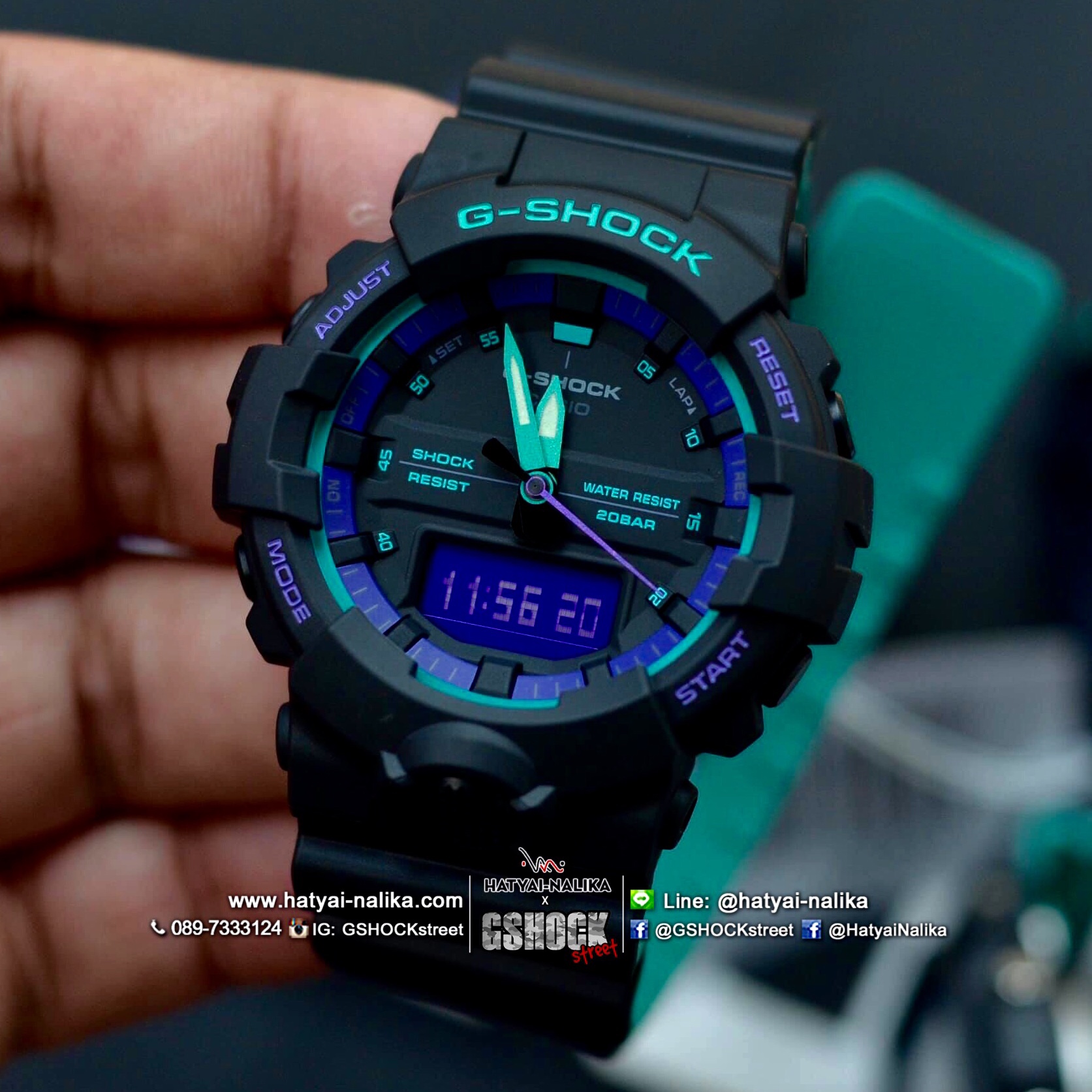 นาฬิกา Casio G-Shock โจ๊กเกอร์ Special color Black & Light Colors series รุ่น GA-800BL-1A ของแท้ รับประกัน1ปี