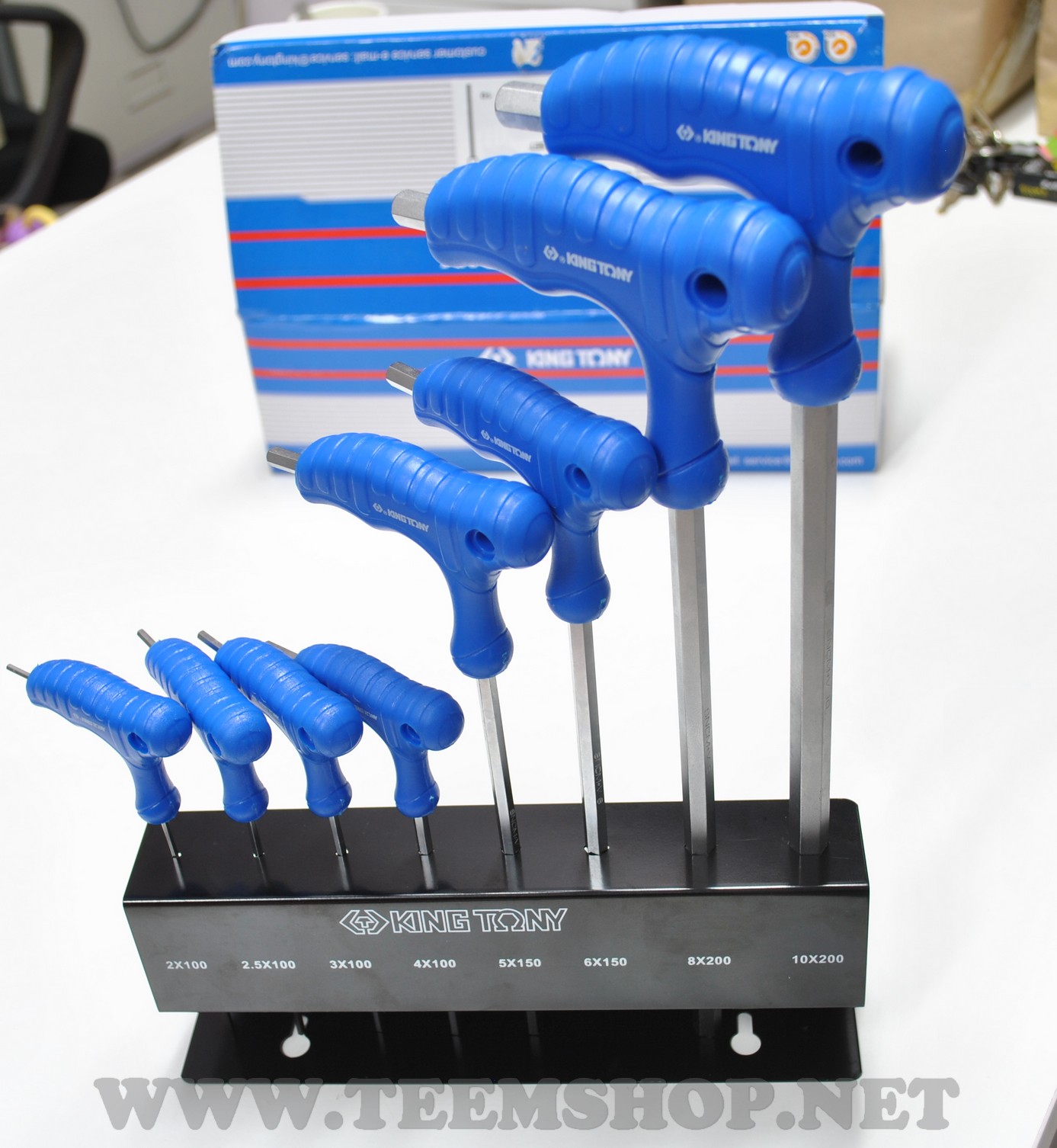 KINGTONY กุญแจหกเหลี่ยมด้ามยาวตัว L ชุด 8 ตัว 2-10mm. NO.22218MR Made in Taiwan