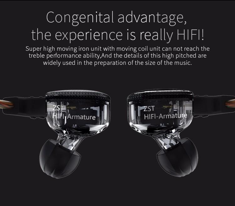 KZ ZST Colorful หูฟัง hybrid 1DD+1BA สายถักส้มรุ่น มีไมค์