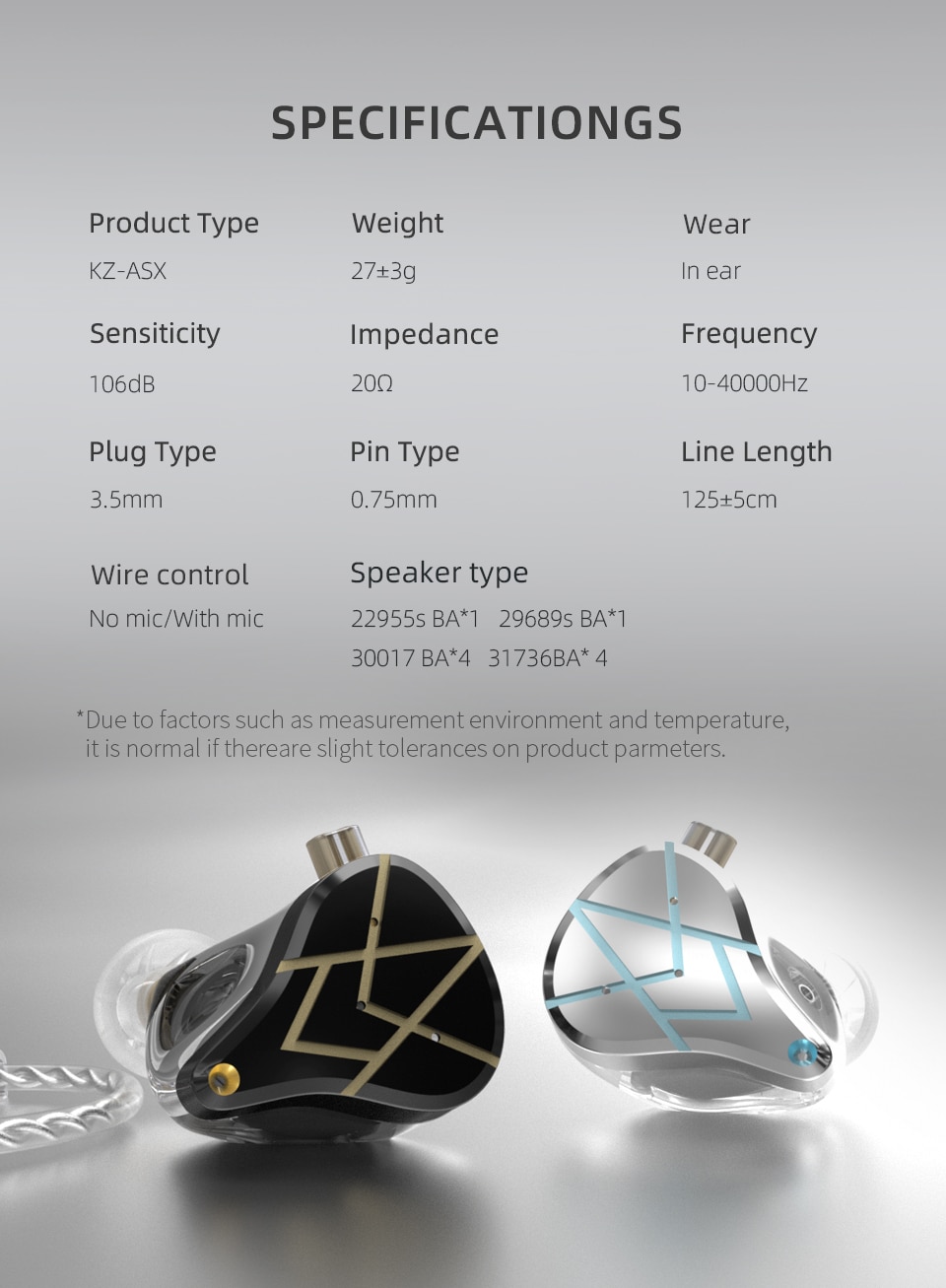 ขาย KZ ASX หูฟัง 10 ไดรเวอร์ Balanced (10BA) ประกันศูนย์ไทย