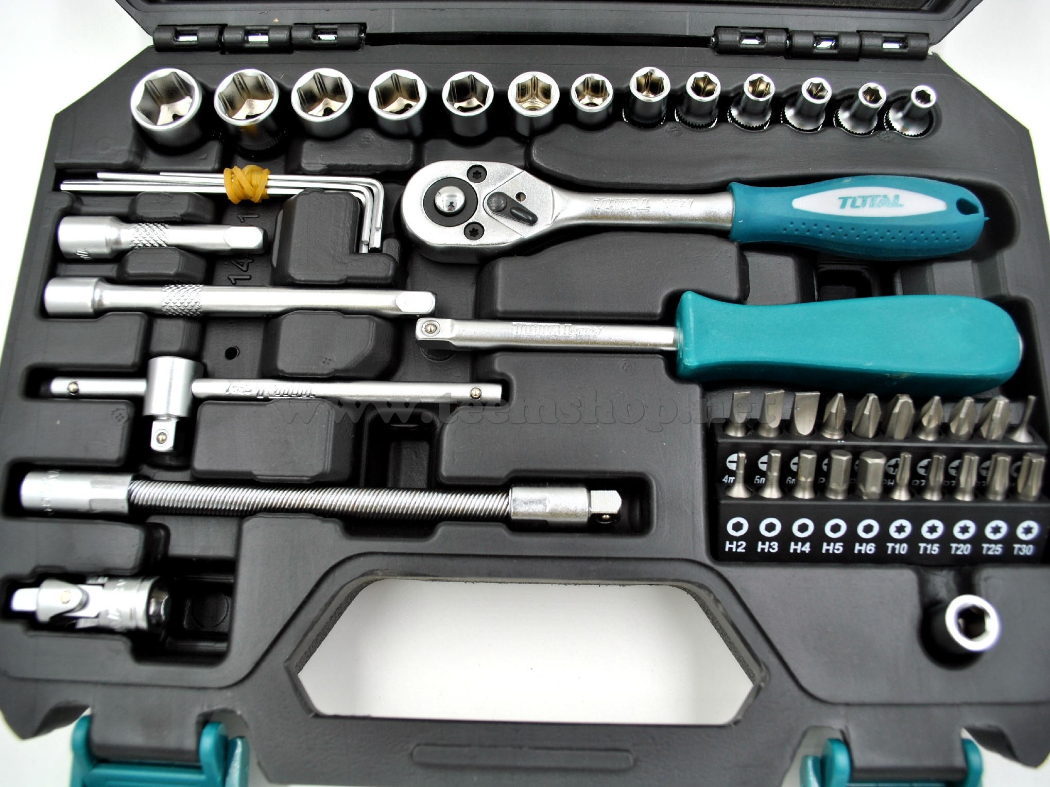 TOTAL บล็อกชุด 2หุน 1/4" 6เหลี่ยม 45ชิ้น THT-141451