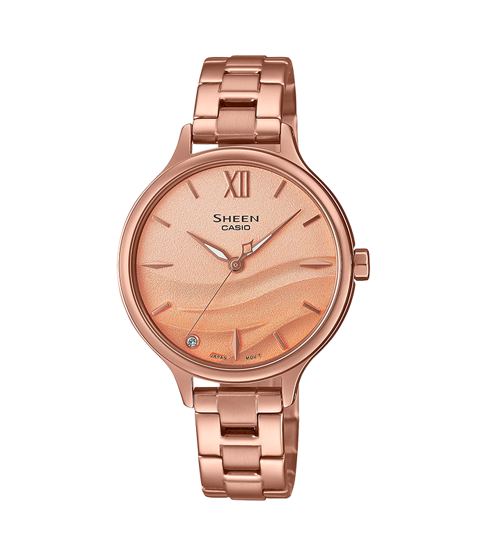นาฬิกา คาสิโอ Casio SHEEN SAPPHIRE CRYSTAL คริสตัลแซฟไฟร์ SHE-4550 series รุ่น SHE-4550PG-4A ของแท้ รับประกัน1ปี