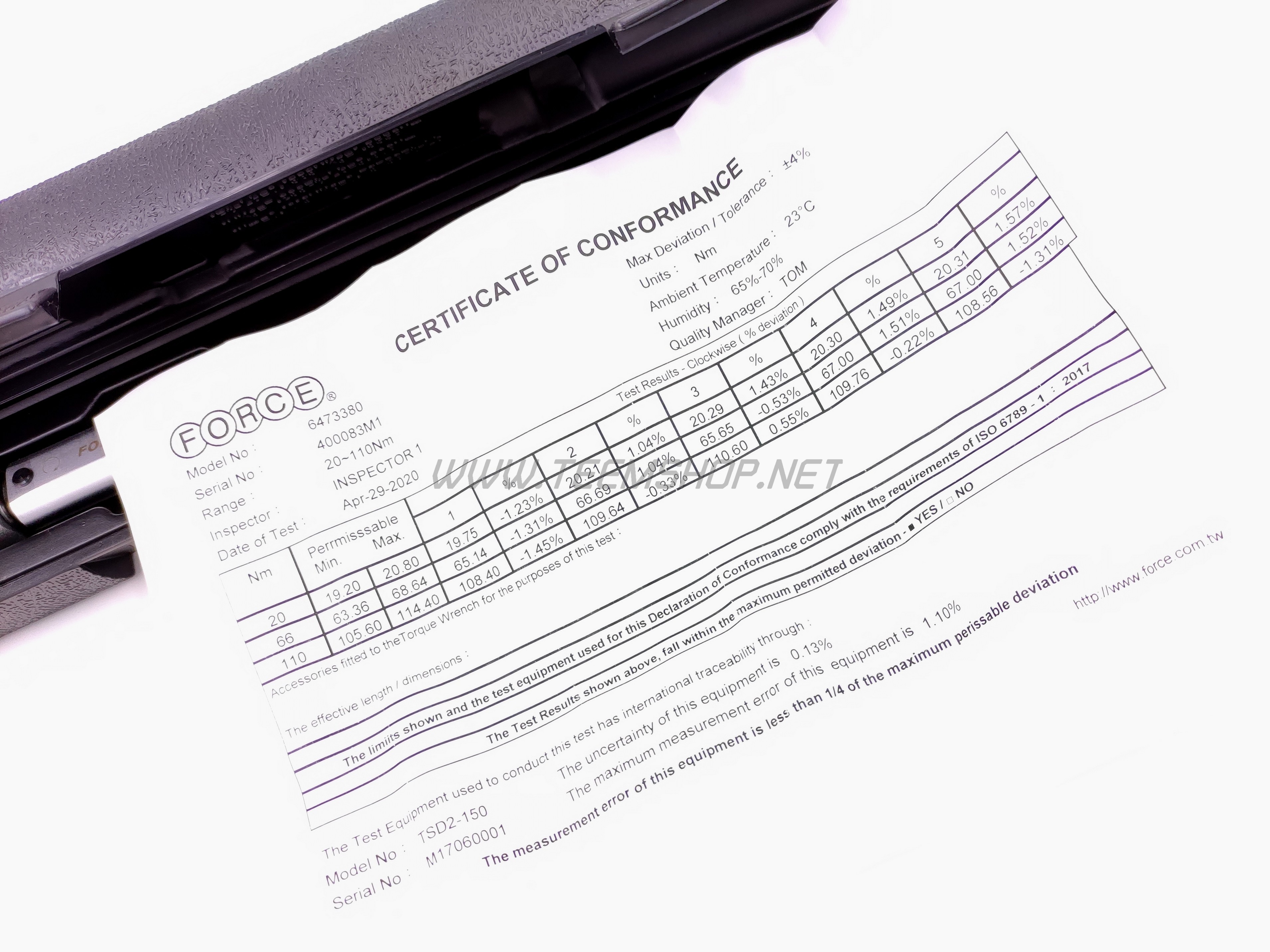 FORCE ประแจปอนด์ 6473380 3/8" 19-110 nm. Made in Taiwan