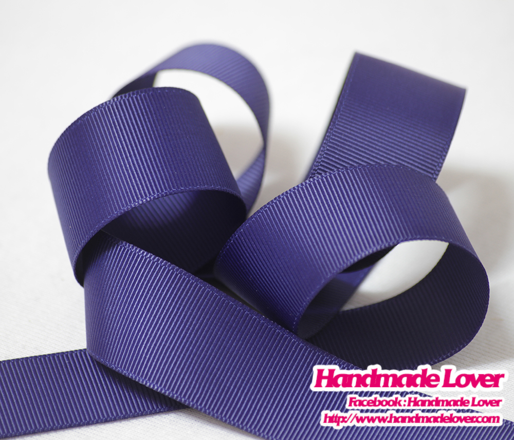ริบบิ้นผ้า กรอสเกรน สีกรมท่า ขนาด 25 mm. [สีพื้น]