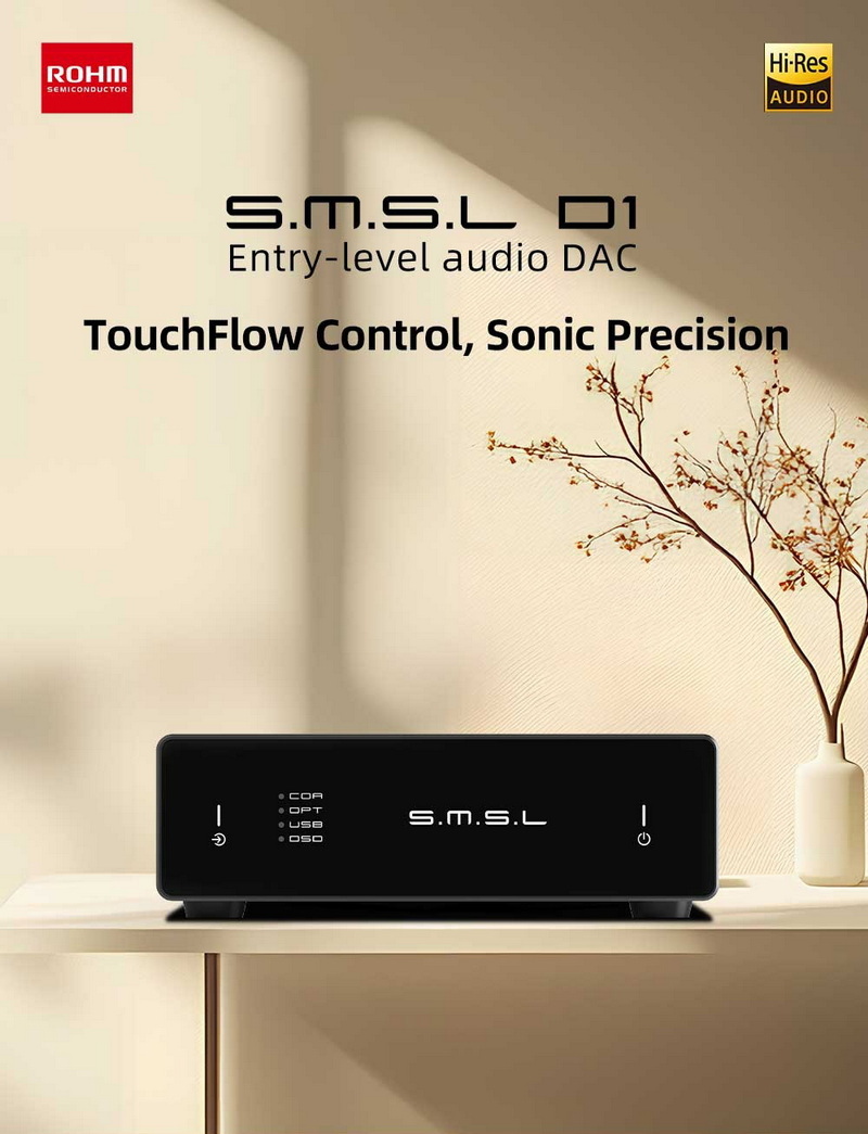 SMSL D1 DAC ตั้งโต๊ะ ชิป DAC ROHM BD34352EKV ความละเอียดสูงเสียงบริสุทธิ์ รองรับ Hi-Res ประกันศูนย์ไทย